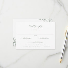 Sage Green Floral Wedding Meal Choice RSVP Karte