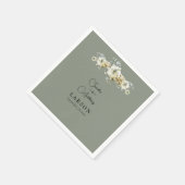 Sage Green Floral Wedding Napkins Serviette (Ecke)
