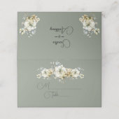 Sage Green Floral Wedding Place Card Platzkarte (Außenseite Aufgefaltet)