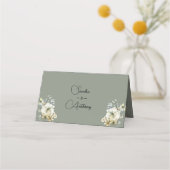 Sage Green Floral Wedding Place Card Platzkarte (Rückseite)