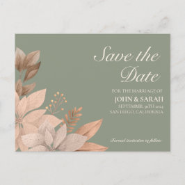 Sage Green Floral Wedding Save the Date Postcard Ankündigungspostkarte