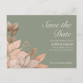 Sage Green Floral Wedding Save the Date Postcard Ankündigungspostkarte (Vorderseite)