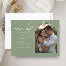 Sage Green | Floral Wedding Save the Date Postcard