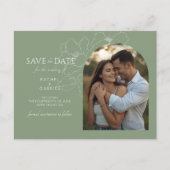 Sage Green | Floral Wedding Save the Date Postcard Postkarte (Vorderseite)
