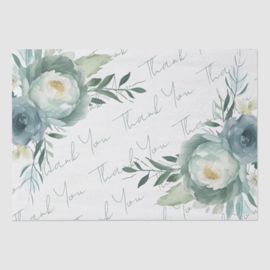 Sage Green Floral Wedding Seidenpapier (Vorderseite)