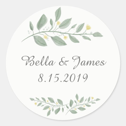 Sage Green Floral Wedding Sticker (Vorderseite)