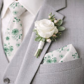 Sage Green Floral Wedding Tie Krawatte