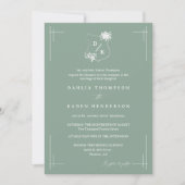 Sage Green Floral Wedding Wappen QR Code Foto Einladung (Vorderseite)