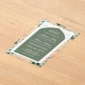 Sage Green Floral White Lace Arch muslimische Hoch Acryleinladungen (Ablage )