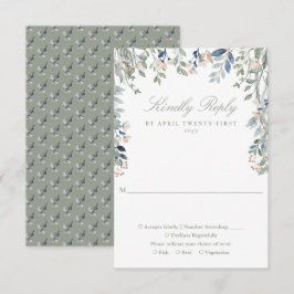 Sage Green Floral Wildblumen Hochzeit RSVP Karte