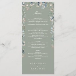 Sage Green Floral Wildblumen Hochzeitsessen Menükarte