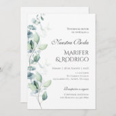 Sage Green Flores Hochzeitseinladung Einladung (Vorne/Hinten)