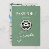 Sage Green Florida Passport Save the Date (Vorne/Hinten)