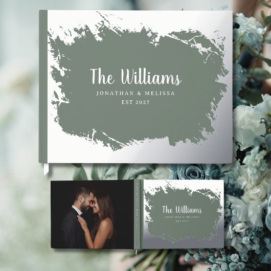 Sage Green Foil Guest Book Foto Gästebuch Einzigar