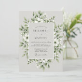 Sage Green Foliage Bloom Wedding Einladung (Stehend Vorderseite)