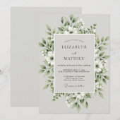 Sage Green Foliage Bloom Wedding Einladung (Vorne/Hinten)