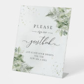 Sage Green Foliage Botanical Wedding Guestbook Sockelschild (Vorderseite)