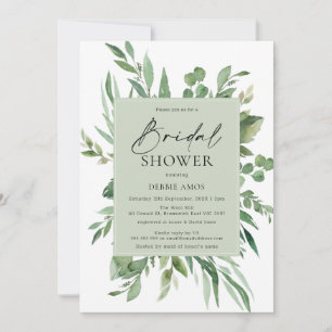 Sage Green Foliage Bridal Dusche Einladung