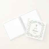Sage Green Foliage Frame Baptism Guest Book Notizblock (Innenseite)