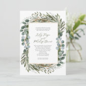 Sage Green Foliage Greenery Frame Wedding Einladung (Stehend Vorderseite)