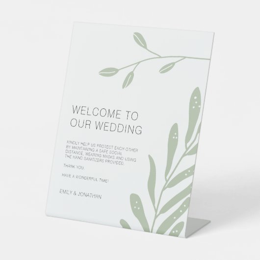 Sage Green Foliage Herzlich willkommen bei der Hoc Sockelschild (Vorderseite)