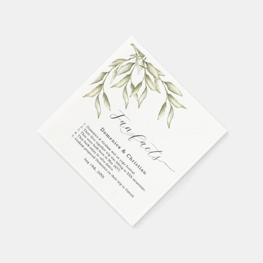 Sage Green Foliage Hochzeitspass Fakten Napkins Serviette (Ecke)