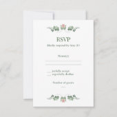 Sage Green Folk Floral Wedding RSVP Karte (Vorderseite)