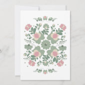 Sage Green Folk Wildflower Wedding Einladung (Rückseite)