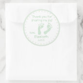 Sage Green Footprints Baby Dusche Danke Runder Aufkleber (Tasche)