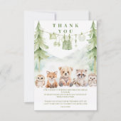 Sage Green Forest Adventure Baby Shower Dankeskarte (Vorderseite)