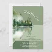 Sage Green Forest Lake Landscape Wedding Einladung (Rückseite)