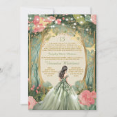 Sage Green Forest Princess Floral Spanisch 15 Años Einladung (Vorderseite)