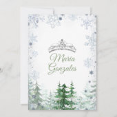 Sage Green Forest Winter Princess Mis Quince Einladung (Rückseite)