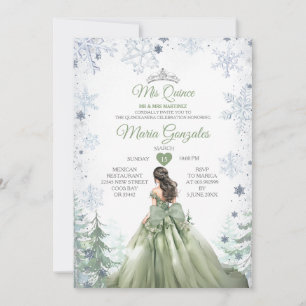 Sage Green Forest Winter Princess Mis Quince Einladung