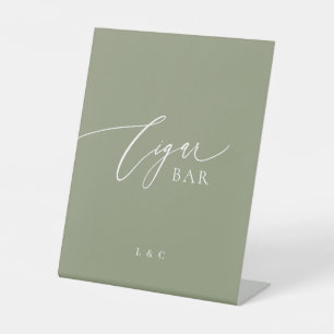 Sage Green Formal Calligraphy Wedding Cigar Bar Sockelschild