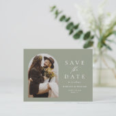 Sage Green Foto Arch Wedding Save the Date Postkarte (Stehend Vorderseite)