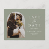 Sage Green Foto Arch Wedding Save the Date Postkarte (Vorderseite)