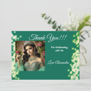 Sage Green Foto Boho Quinceañera Spanish Gefallen Dankeskarte