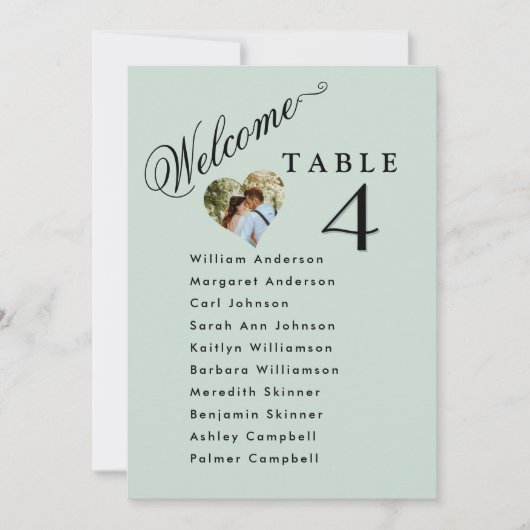 Sage Green Foto Hochzeitsplankarten Einladung (Vorderseite)