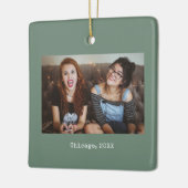 Sage Green Foto Keepake Weihnachten Keramikornament (Links)