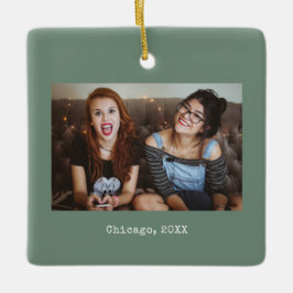 Sage Green Foto Keepake Weihnachten Keramikornament