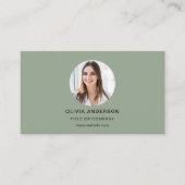 Sage Green Foto mit QR Code Social Media Visitenkarte (Vorderseite)