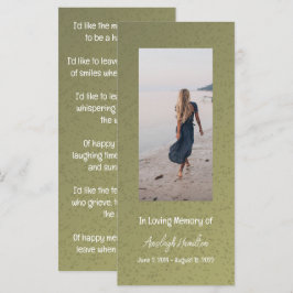 Sage Green Foto Prayer Card Sympathiekarte