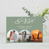 Sage Green Foto QR Code Elegante Hochzeit Save The Date (Stehend Vorderseite)