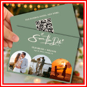 Sage Green Foto QR Code Elegante Hochzeit Save The Date
