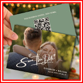 Sage Green Foto QR Code Elegante Hochzeit Save The Date