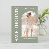 Sage Green Foto Save the Date (Stehend Vorderseite)
