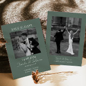 Sage Green Foto Save the Date Hochzeitseinladung