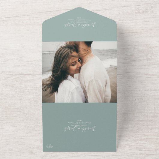 Sage Green Foto Siegel und Senden All In One Einladung (Außenbereich)