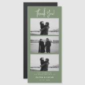 Sage Green Foto Strip Magnetic Wedding Vielen Dank Magnetkarte (Vorne/Hinten)